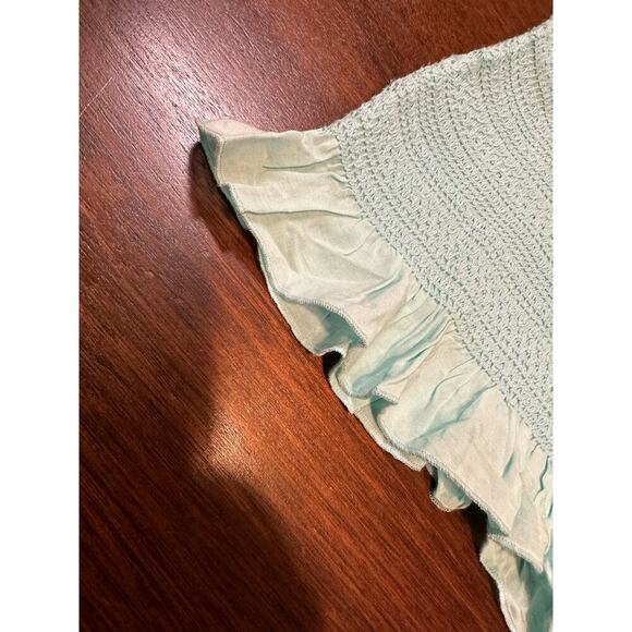 Gianni Bini Women’s Large Blue Smocked Ruffle Festival Concert Summer Crop Top - Picture 6 of 9